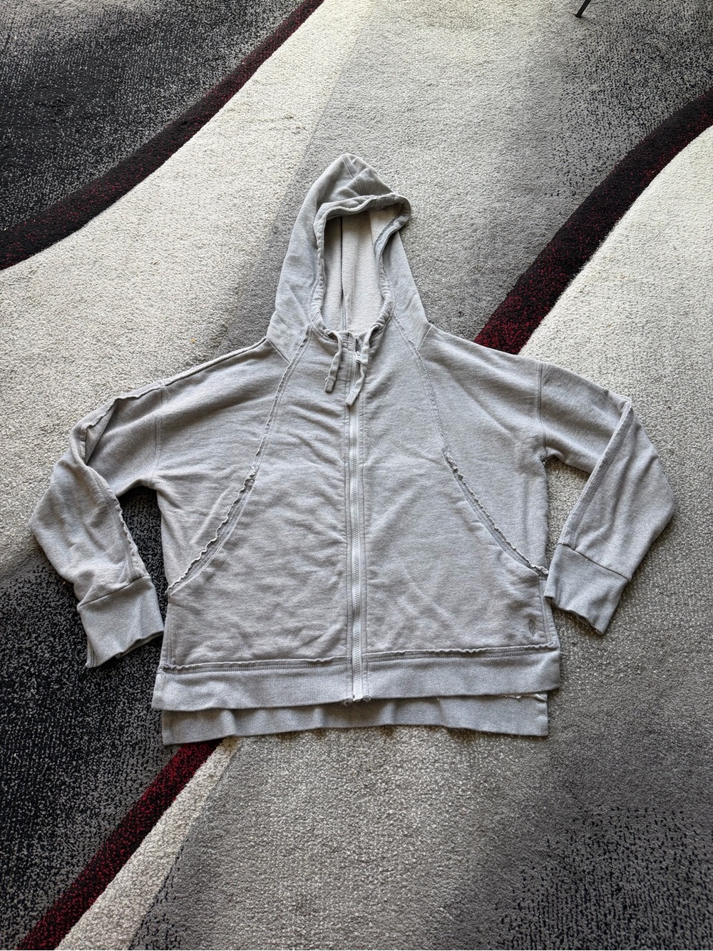 FP Movement Gray Zip Up Oversized Hooded Sweater